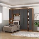 Ver imagem 1 de Conjunto de Guarda-Roupa Modulado 6 Portas 4 Gavetas 4 Peças Yescasa Marrom/Nogal/Grafite