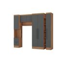 Ver imagem 4 de Conjunto de Guarda-Roupa Modulado 6 Portas 4 Gavetas 4 Peças Yescasa Marrom/Nogal/Grafite