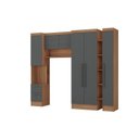 Ver imagem 4 de Conjunto de Guarda-Roupa Modulado 6 Portas 4 Gavetas 4 Peças Yescasa Marrom/Nogal/Grafite