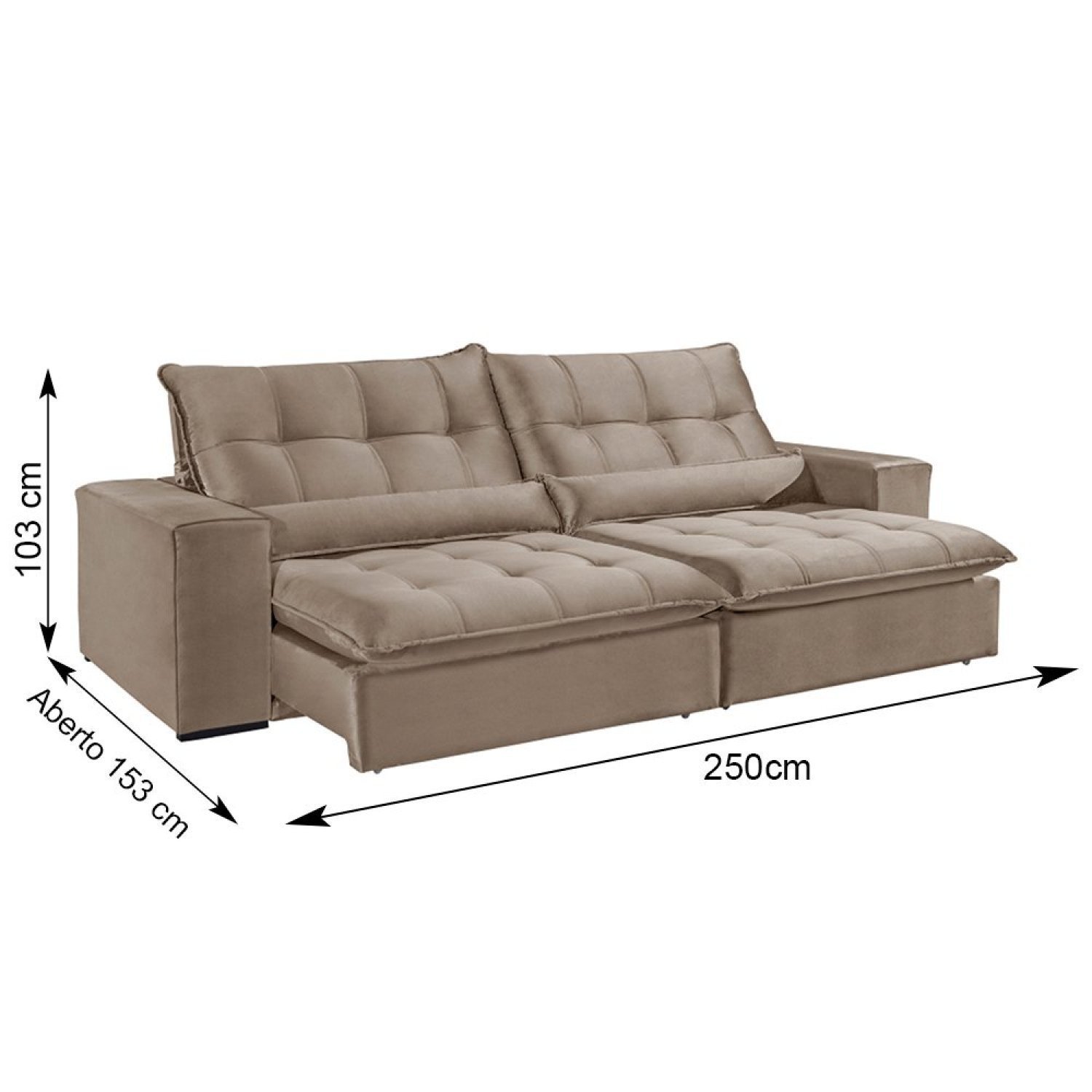 Sofá Retrátil/Reclinável 250cm 4 Lugares Mercedes - 11