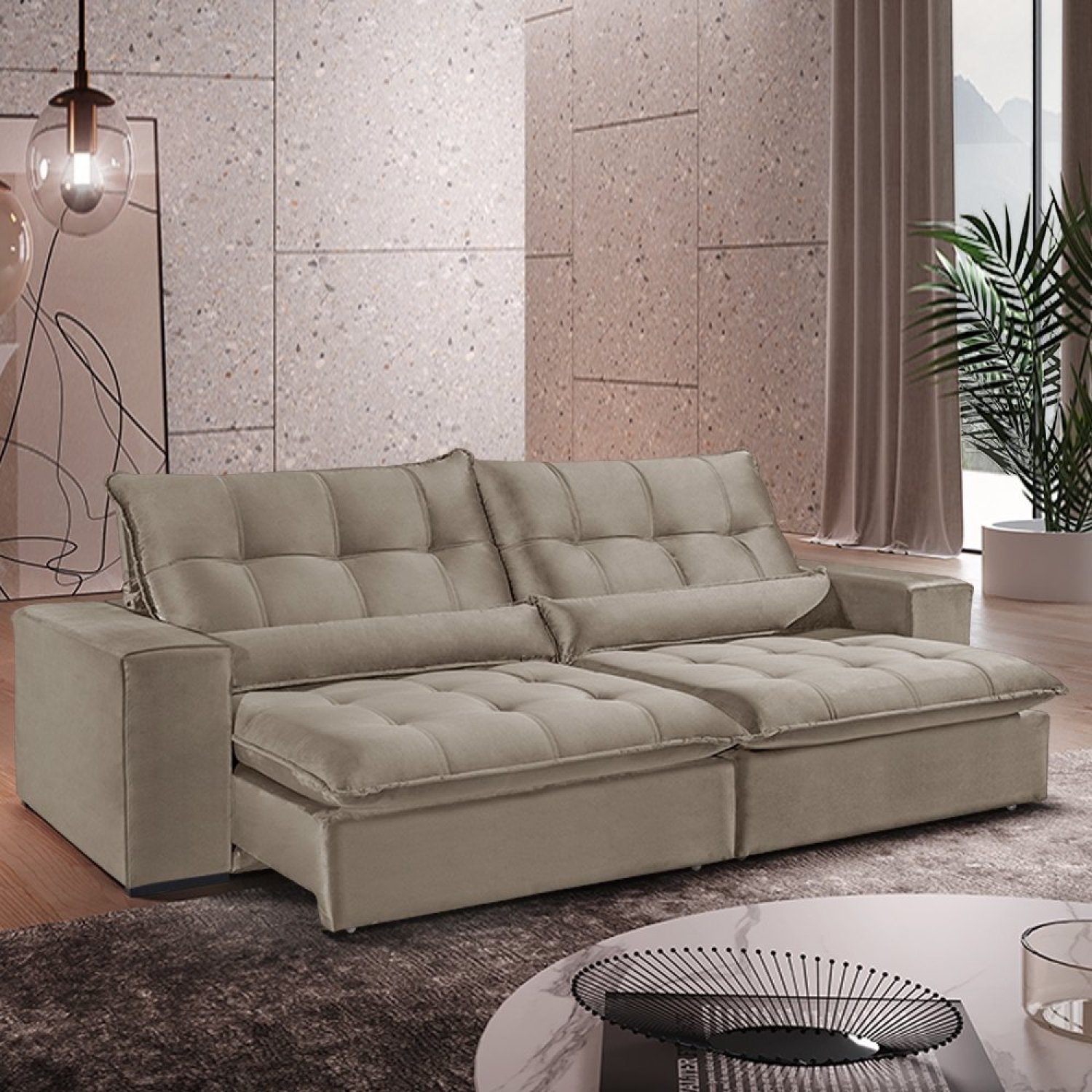 Sofá Retrátil/Reclinável 250cm 4 Lugares Mercedes - 1