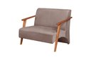 Ver imagem 1 de Poltrona Namoradeira Venus Braço Madeira Maciça Suede Unidecor Cappuccino