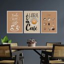 Ver imagem 2 de Kit 3 Quadros É Hora Do Café 24x18cm:Madeira preta