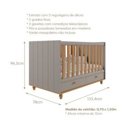 Quarto de Bebê Completo Sweety com Cômoda Berço e Guarda Roupa - 9