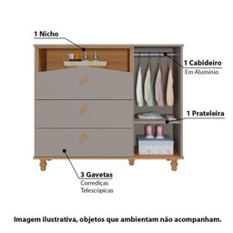 Quarto de Bebê Completo Sweety com Cômoda Berço e Guarda Roupa - 6