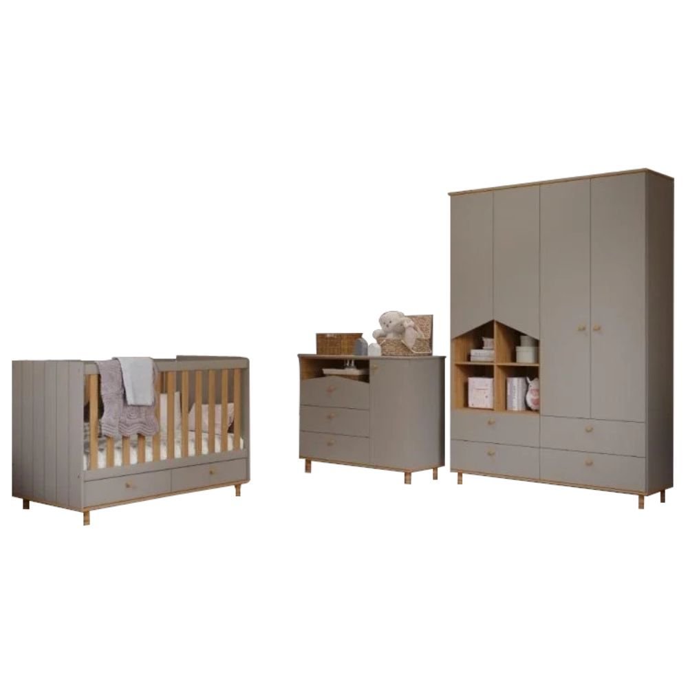 Quarto de Bebê Completo Sweety com Cômoda Berço e Guarda Roupa - 2
