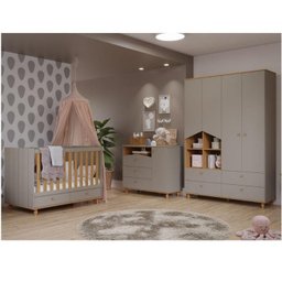 Quarto de Bebê Completo Sweety com Cômoda Berço e Guarda Roupa - 1