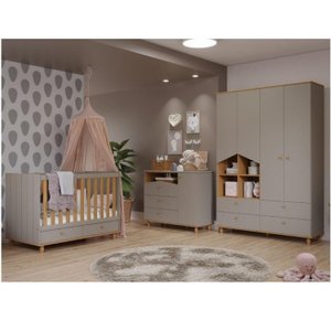 Quarto de Bebê Completo Sweety com Cômoda Berço e Guarda Roupa