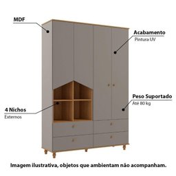 Quarto de Bebê Completo Sweety com Cômoda Berço e Guarda Roupa - 7