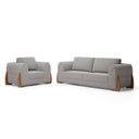 Ver imagem 1 de Kit Poltrona e Sofá Bloom 180cm 02 Lugares com Pés de Madeira Bouclê Cinza - Desk Design