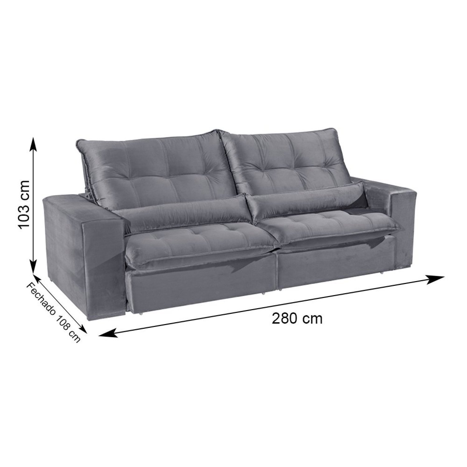 Sofá Retrátil/Reclinável 280cm 5 Lugares Mercedes - 3