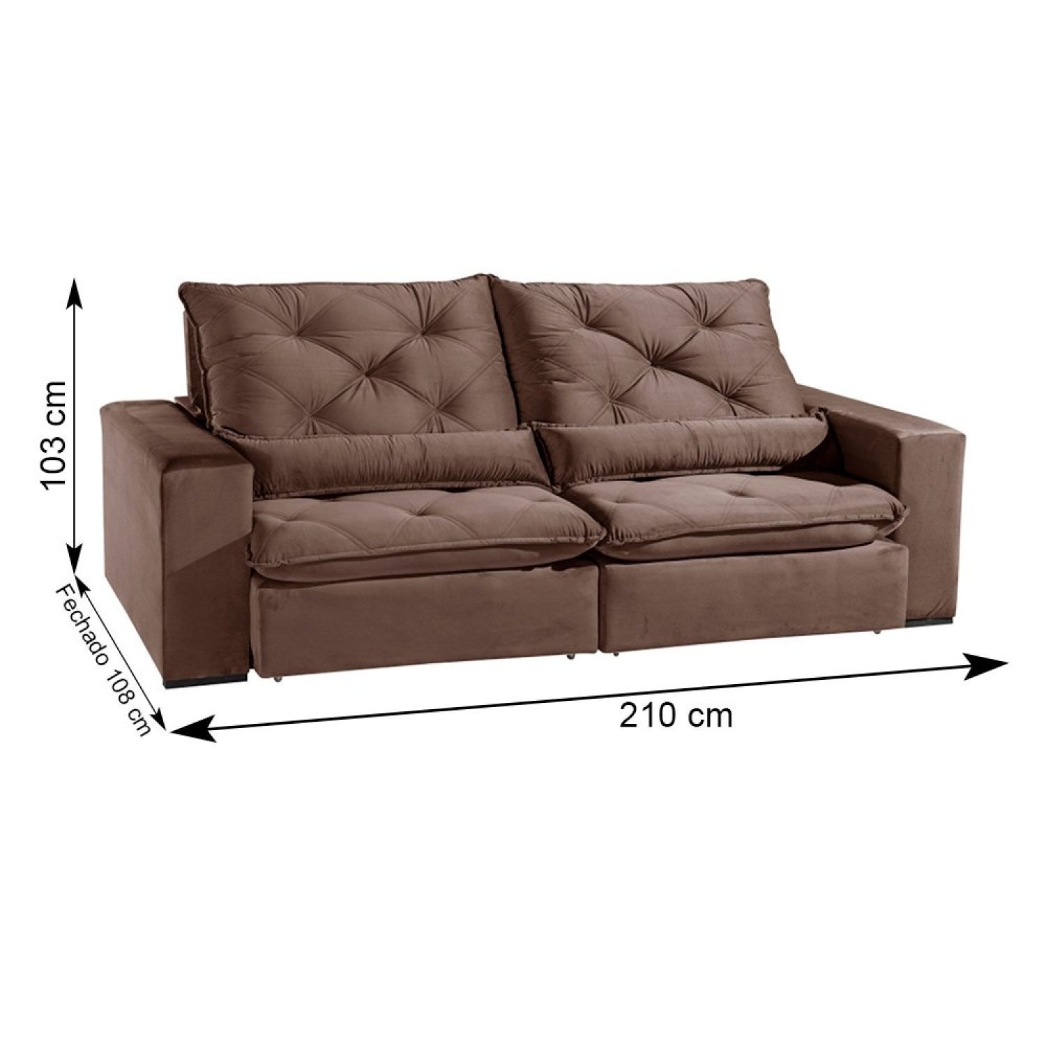 Sofá Retrátil/Reclinável 210cm 3 Lugares Ibiza - 3