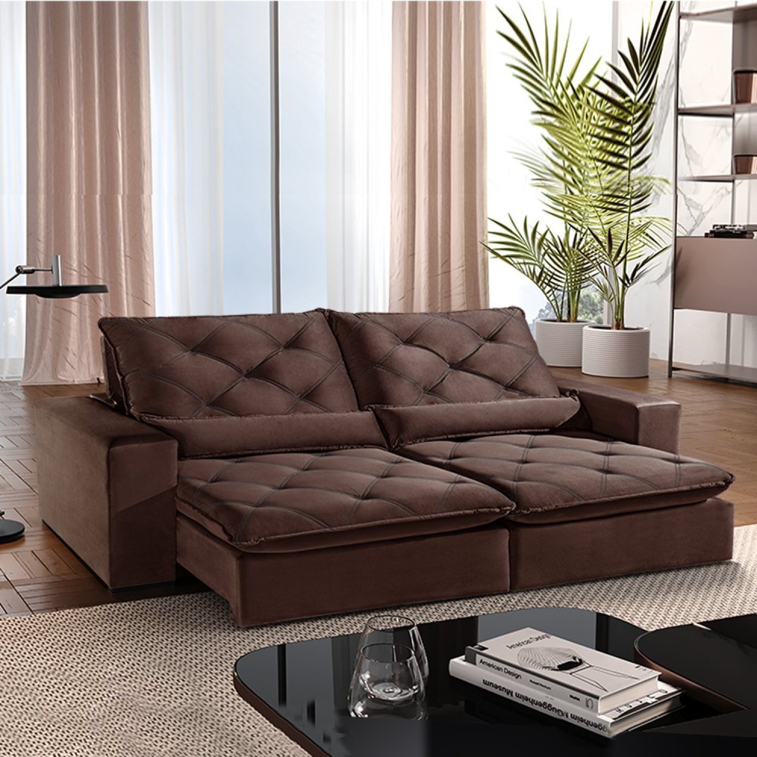 Sofá Retrátil/Reclinável 210cm 3 Lugares Ibiza - 1