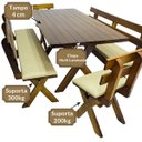 Ver imagem 7 de Conjunto Mesa Madeira Maciça para Churrasco Imbuia + 4 Bancos Estofados Nude