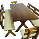 Ver mais imagens de Conjunto Mesa Madeira Maciça para Churrasco Imbuia + 4 Bancos Estofados Nude