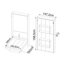 Cama Dobrável Articulada MultifuncionalCM8016 Branco - Tecno Mobili - 2