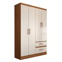 Ver imagem 3 de Guarda-roupa Solteiro São Francisco 4 Portas 2 Gavetas Off White/nogueira - Panorama Móveis