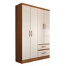 Guarda-roupa Solteiro São Francisco 4 Portas 2 Gavetas Off White/nogueira - Panorama Móveis - 3