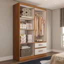Ver imagem 2 de Guarda-roupa Solteiro São Francisco 4 Portas 2 Gavetas Off White/nogueira - Panorama Móveis