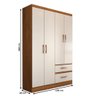 Guarda-roupa Solteiro São Francisco 4 Portas 2 Gavetas Off White/nogueira - Panorama Móveis - 4