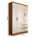 Ver imagem 5 de Guarda-roupa Solteiro São Francisco 4 Portas 2 Gavetas Off White/nogueira - Panorama Móveis