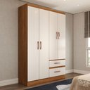 Ver imagem 1 de Guarda-roupa Solteiro São Francisco 4 Portas 2 Gavetas Off White/nogueira - Panorama Móveis