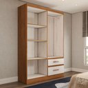 Ver imagem 5 de Guarda-roupa Solteiro São Francisco 4 Portas 2 Gavetas Off White/nogueira - Panorama Móveis