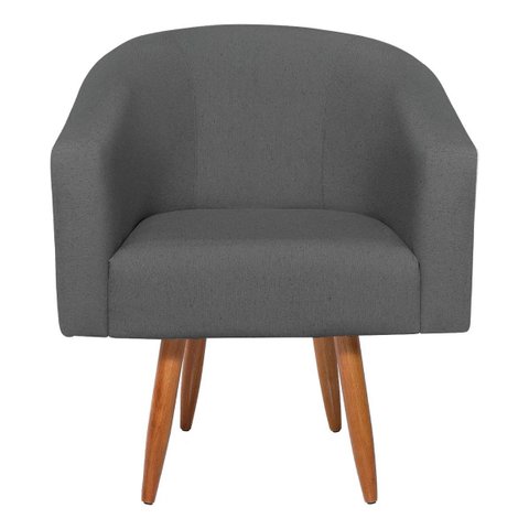 Poltrona Decorativa Recepção Luiza Jj Pés Palito Linho:cinza-escuro