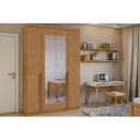 Ver imagem 1 de Guarda Roupa Solteiro 4 Portas e 2 Gavetas C- Espelho Alonzo New Rovere-amêndoa - Lopas
