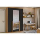 Ver imagem 3 de Guarda Roupa Solteiro 4 Portas e 2 Gavetas C- Espelho Alonzo New Rovere-amêndoa - Lopas