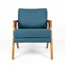 Ver imagem 5 de Poltrona Mona Luxo Madeira Maciça Linho Azul para Sala de Estar Decorativa Moderna