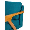 Ver imagem 4 de Poltrona Mona Luxo Madeira Maciça Linho Azul para Sala de Estar Decorativa Moderna