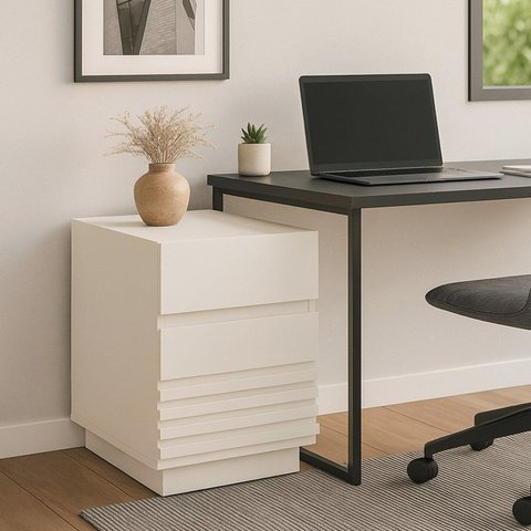 Gaveteiro Ripado com 2 Gavetas Samambaia CabeCasa MadeiraOriginals Bege/Off White
