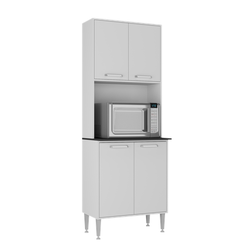 Paneleiro 63cm 4 Portas para Micro-ondas Siena Multimóveis Mp2182 Branco