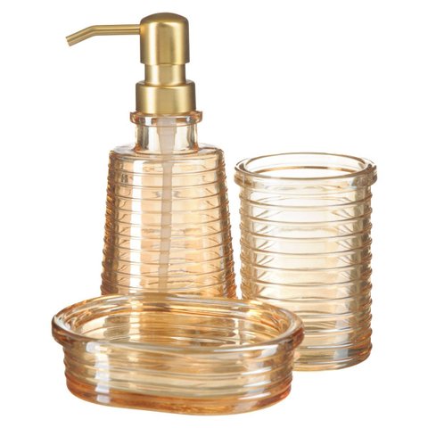 Kit Lavabo Vidro Banheiro Dispenser Líquido Saboneteira 041