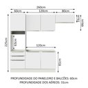 Ver imagem 4 de Armário de Cozinha Completa 260cm Branco Branco Veludo Lux Madesa 03