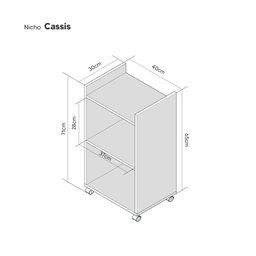 Estante Multiuso Nicho Organizador Móvel com Rodízio 40cm - 2