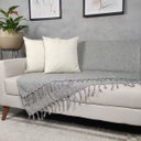 Ver imagem 2 de Kit Capas de Almofada Decorativa Bege 42x42 + Manta de Sofá