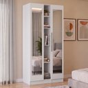 Ver imagem 1 de Guarda-Roupa Modulado 2 Portas com Espelhos 5 Nichos Branco Neo Madesa 02