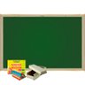 Lousa Quadro Escolar Verde UV Standard 3mm 90x70 cm Moldura de Madeira Pinus Mais Giz e Apagador - 1