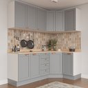 Ver imagem 1 de Cozinha Modulada 6 Peças com Tampo 3 Aéreos 6 Portas 3 Balcões Arizona CabeCasa MadeiraOriginals Madeiramadeira Cinza/Branco