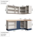 Ver imagem 4 de Cozinha Planejada 6 Peças com Tampo 3 Aéreos 6 Portas 3 Balcões Arizona CabeCasa MadeiraOriginals Azul/Branco