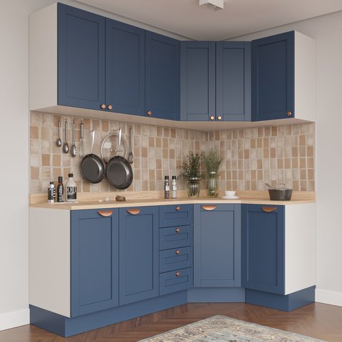 Cozinha Modulada 6 Peças com Tampo 3 Aéreos 6 Portas 3 Balcões Arizona CabeCasa MadeiraMadeira