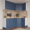 Ver imagem 1 de Cozinha Planejada 6 Peças com Tampo 3 Aéreos 6 Portas 3 Balcões Arizona CabeCasa MadeiraOriginals Azul/Branco