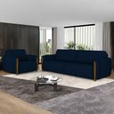 Ver imagem 2 de Conjunto Sofá 3 Lugares 223cm e Poltrona 98cm Amaranto M22 Veludo Azul Marinho - Mpozenato