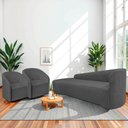 Ver imagem 2 de Kit Sofá Curvo França 200cm L.e e 2 Poltronas Luiza Max Conforto, Linho Cinza Escuro