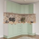 Ver imagem 1 de Cozinha Planejada 6 Peças com Tampo 3 Aéreos 6 Portas 3 Balcões Arizona CabeCasa MadeiraOriginals Verde/Branco/Menta