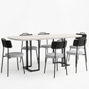 Ver imagem 2 de Mesa Retangular Alina 180cm Off White Preto com 6 Cadeiras Barcelona N01 Couríssimo Preto Linho