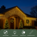 Ver imagem 5 de Cascata 400 LED 10m Branco Quente Natal Pisca Pisca Lâmpada Luz 8 Funções/Fixo Decoração Festa 220V