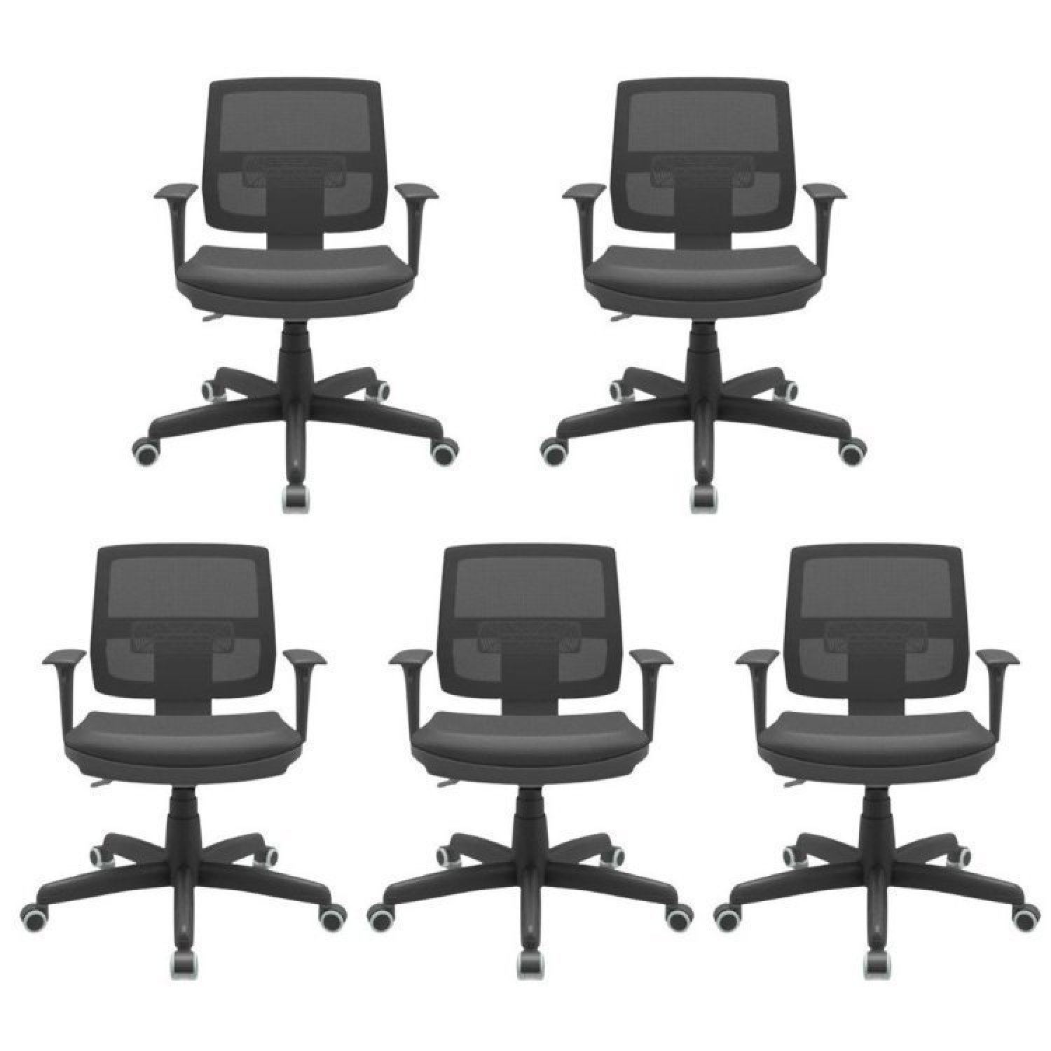 Kit 5 Cadeiras para Escritório Diretor Ergonômica Giratória Executiva Brizza NR17 Plaxmetal